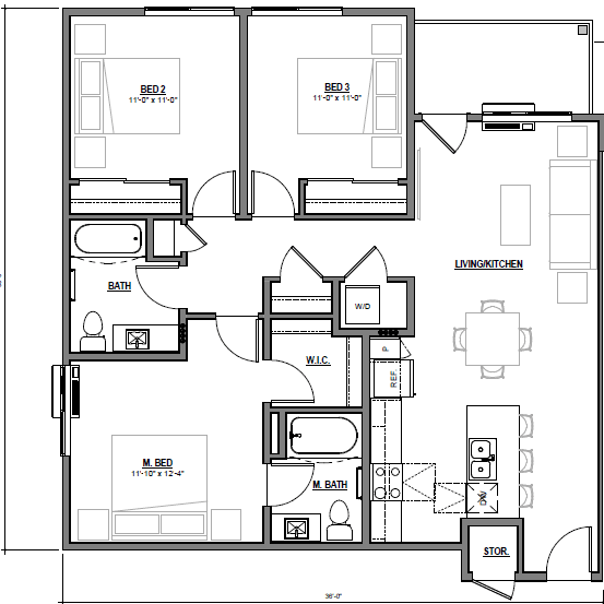 3 Bedroom floor plan